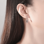 Eleganti orecchini pendenti con zirconi taglio smeraldo rosa in argento sterling - NAFALUXE