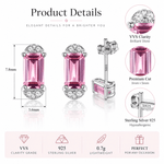 Elegant Pink Emerald-Cut CZ Stud Earrings in 925 Sterling Silver - NAFALUXE