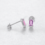 Boucles d'oreilles élégantes en argent sterling 925 avec pierres CZ taille émeraude rose - NAFALUXE