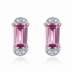 Boucles d'oreilles élégantes en argent sterling 925 avec pierres CZ taille émeraude rose - NAFALUXE