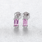 Boucles d'oreilles élégantes en argent sterling 925 avec pierres CZ taille émeraude rose - NAFALUXE