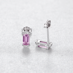 Boucles d'oreilles élégantes en argent sterling 925 avec pierres CZ taille émeraude rose - NAFALUXE