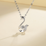 Elegant Swan Pendant Necklace – 925 Silver - NAFALUXE