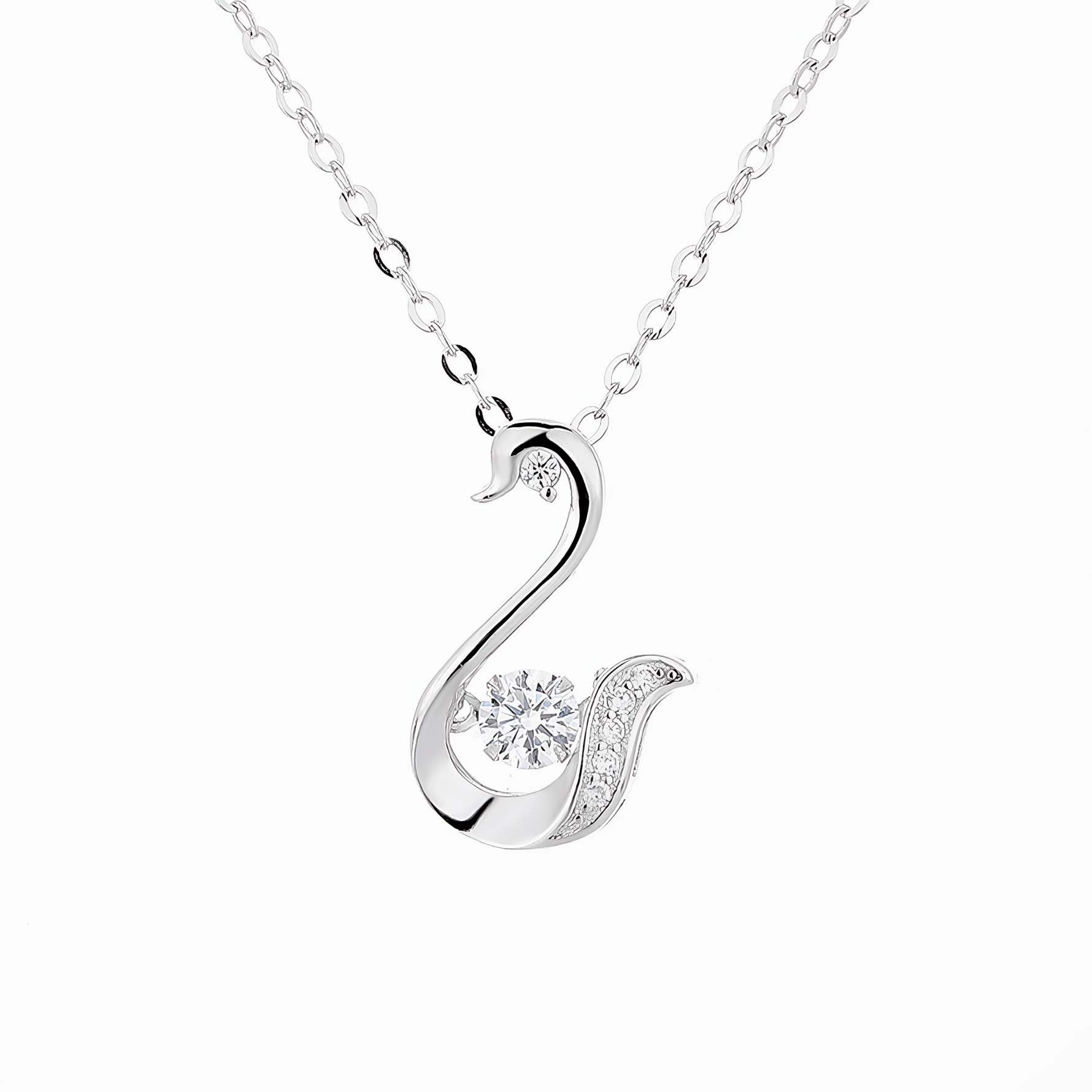 Elegant Swan Pendant Necklace – 925 Silver - NAFALUXE