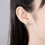 Elegant Teal Blue Cushion - Cut CZ Drop Earrings in 925 Sterling Silver - NAFALUXE