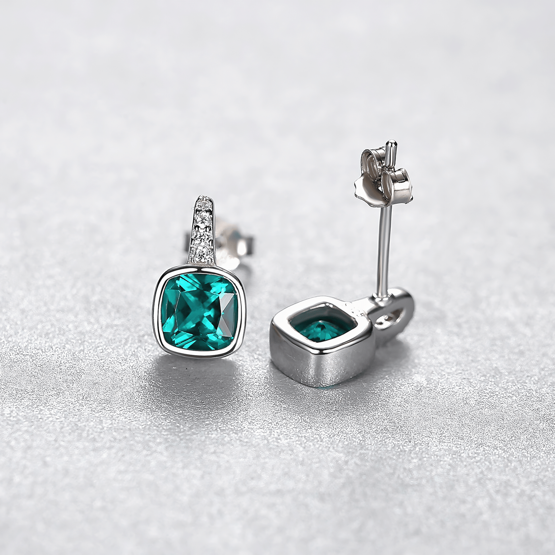 Elegant Teal Blue Cushion - Cut CZ Drop Earrings in 925 Sterling Silver - NAFALUXE