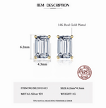 Orecchini a bottone con zirconi taglio smeraldo in argento sterling con griffe dorate - NAFALUXE