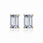 Orecchini a bottone con zirconi taglio smeraldo in argento sterling con griffe dorate - NAFALUXE