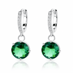 Emerald Drop Hoop Earrings – 925 Silver - NAFALUXE
