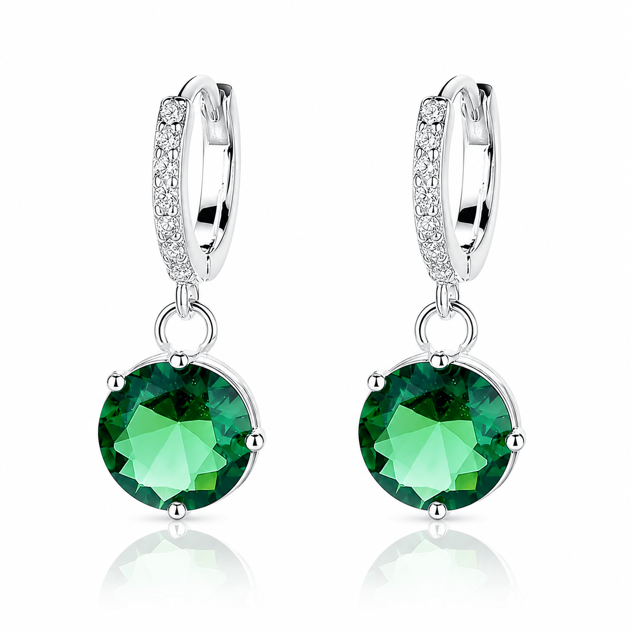 Emerald Drop Hoop Earrings – 925 Silver - NAFALUXE