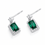 Emerald Green Drop Earrings in 925 Sterling Silver with Zirconia Accents - NAFALUXE