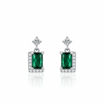 Emerald Green Drop Earrings in 925 Sterling Silver with Zirconia Accents - NAFALUXE