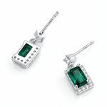 Emerald Green Drop Earrings in 925 Sterling Silver with Zirconia Accents - NAFALUXE