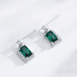 Emerald Green Drop Earrings in 925 Sterling Silver with Zirconia Accents - NAFALUXE