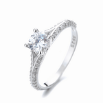 Eternal Grace – Sterling Silver Solitaire Ring with Round Brilliant Cut Center Stone - NAFALUXE