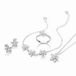 Floral Jewelry Set – Necklace Bracelet Ring and Earrings with Sparkling Zirconia - NAFALUXE