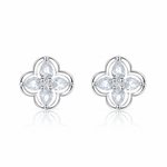 Floral Stud Earrings with Marquise-Cut AAA Cubic Zirconia - NAFALUXE