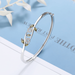Floral Vine Bangle Bracelet with Green Leaf Stones Sterling Silver 925 - NAFALUXE