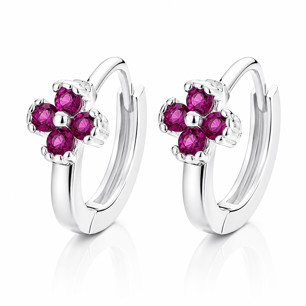 Flower Hoop Earrings – Pink AAA Cubic Zirconia - NAFALUXE