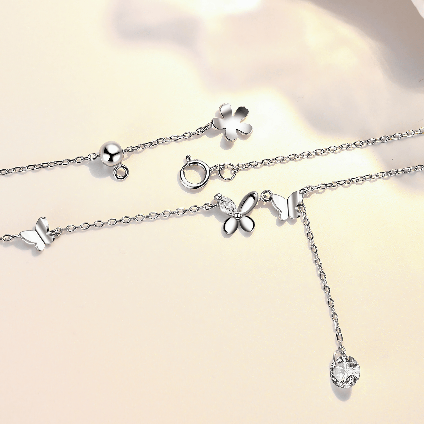 Flutter Drop – Sterling Silver Butterfly Necklace with Crystal - NAFALUXE
