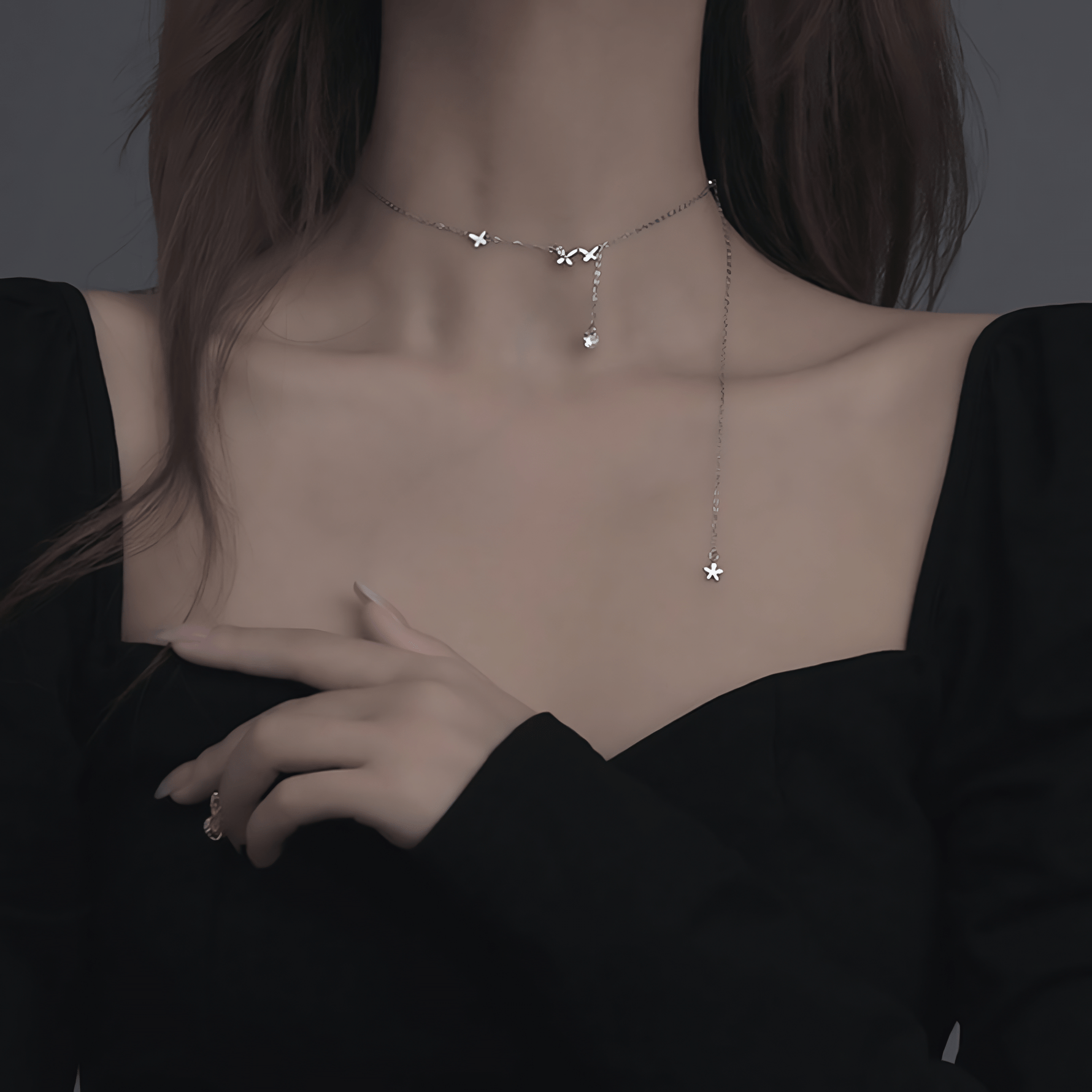 Flutter Drop – Sterling Silver Butterfly Necklace with Crystal - NAFALUXE