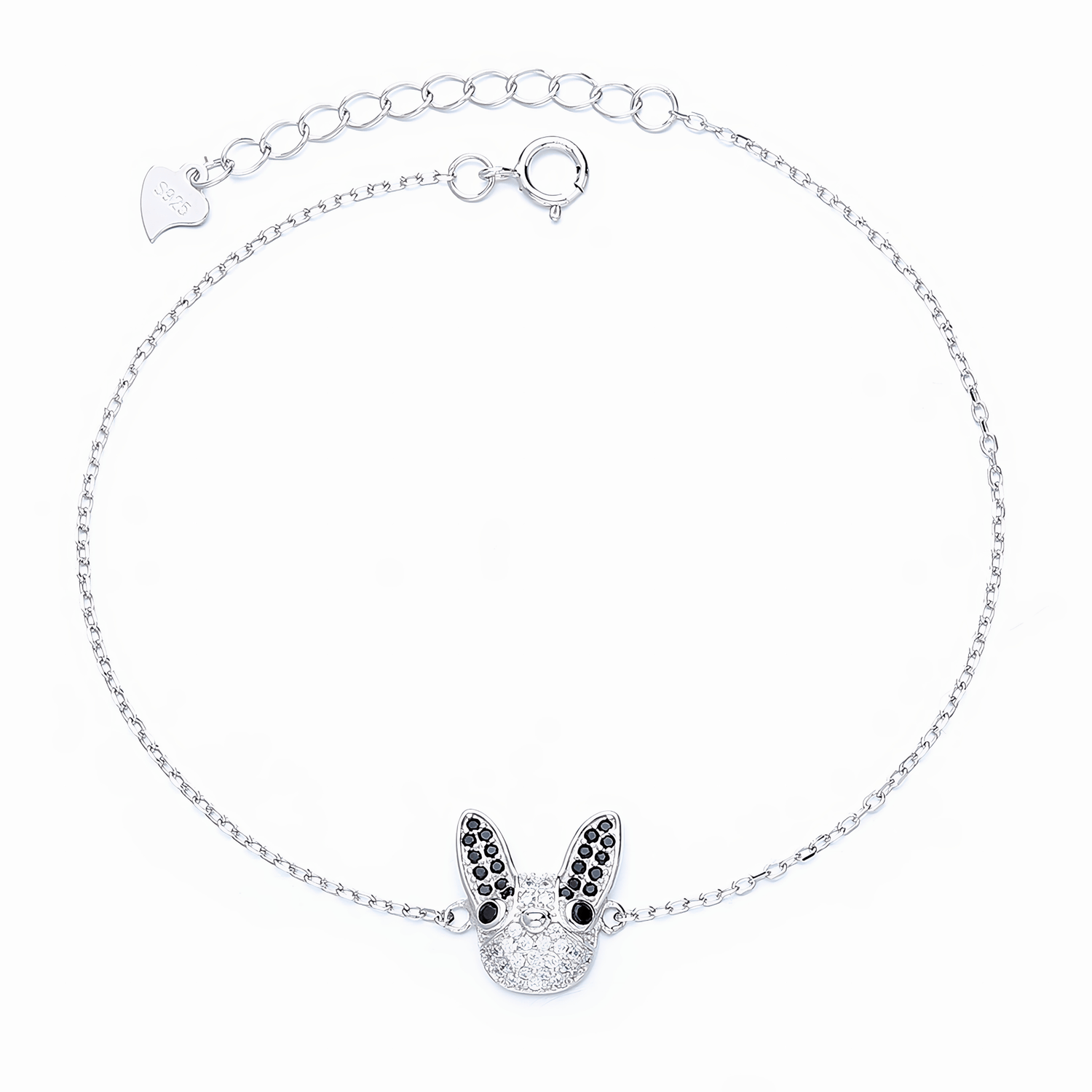 French Bulldog Bracelet with Black CZ Accents - NAFALUXE