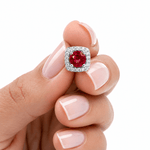 Garnet Halo Stud Earrings – 925 Silver - NAFALUXE