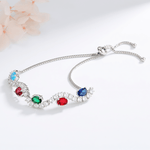 Gemstone Wave Bracelet Adjustable Sterling Silver 925 - NAFALUXE