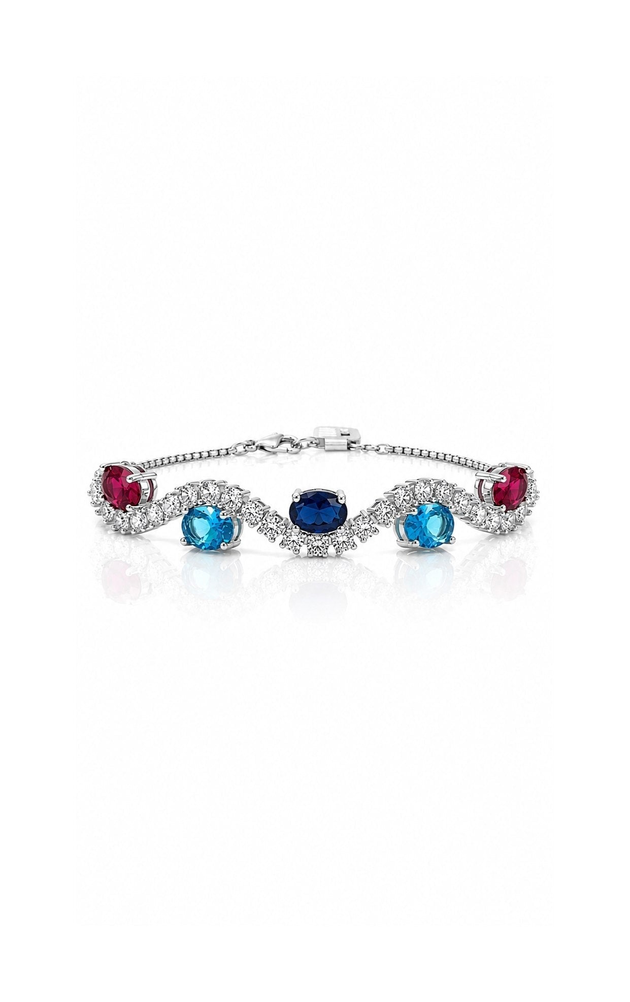 Bracelet ajustable en argent sterling 925 avec pierres précieuses - NAFALUXE