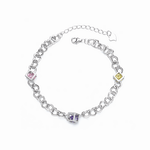 Geometric Cube Gemstone Chain Bracelet Sterling Silver 925 - NAFALUXE