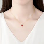 Collana con ciondolo in argento sterling placcato oro con smeraldo e rubino rosso taglio CZ - NAFALUXE