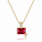 Collana con ciondolo in argento sterling placcato oro con smeraldo e rubino rosso taglio CZ - NAFALUXE