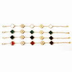 Gold Plated Four - Leaf Clover Bracelets with Colorful Inlays – Set of 5 - NAFALUXE
