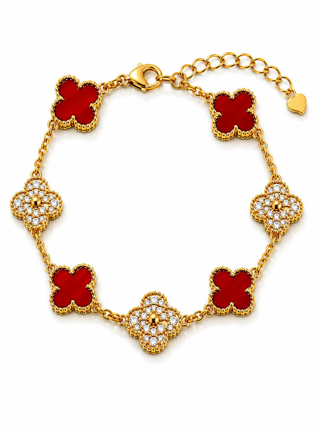 Vergoldete Vierblatt-Kleeblatt-Armbänder mit bunten Einlagen – NAFALUXE