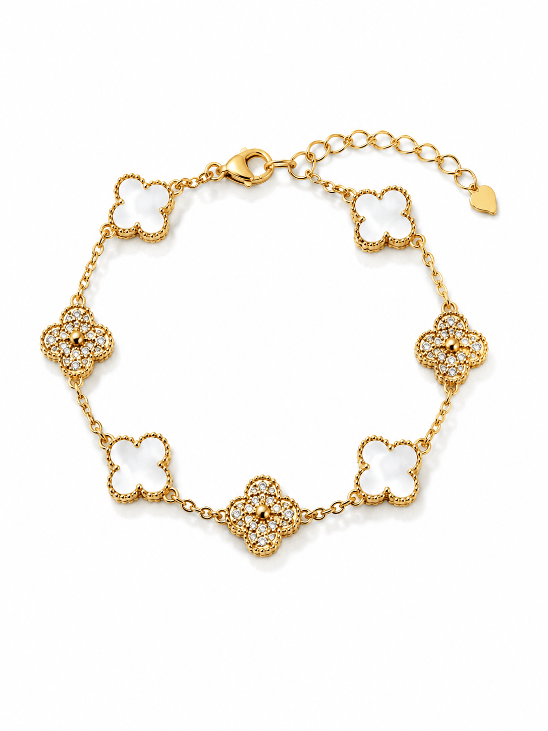 Vergoldete Vierblatt-Kleeblatt-Armbänder mit bunten Einlagen – NAFALUXE
