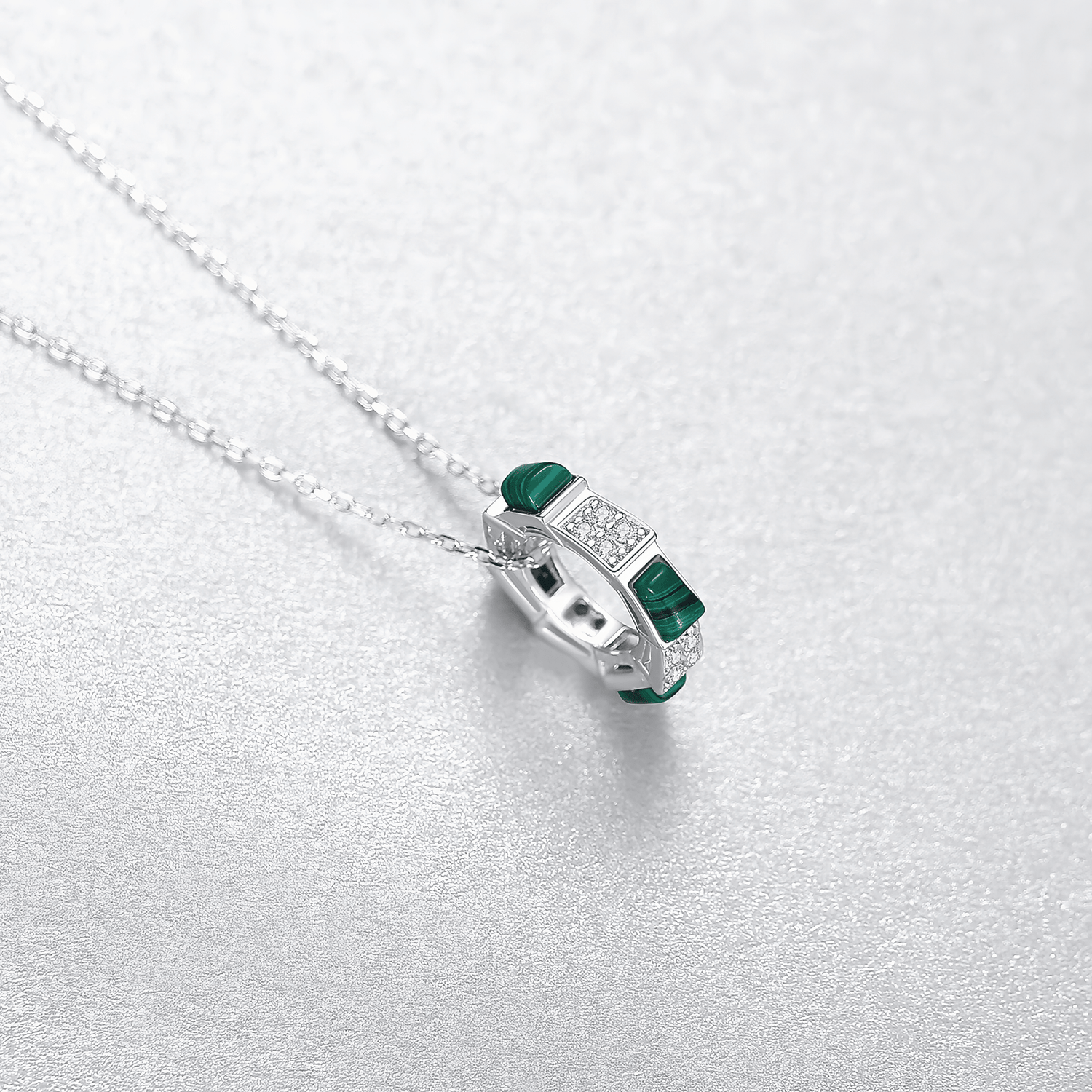 Gold Plated Malachite Style CZ Geometric Pendant Necklace - NAFALUXE