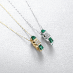 Gold Plated Malachite Style CZ Geometric Pendant Necklace - NAFALUXE