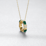 Gold Plated Malachite Style CZ Geometric Pendant Necklace - NAFALUXE