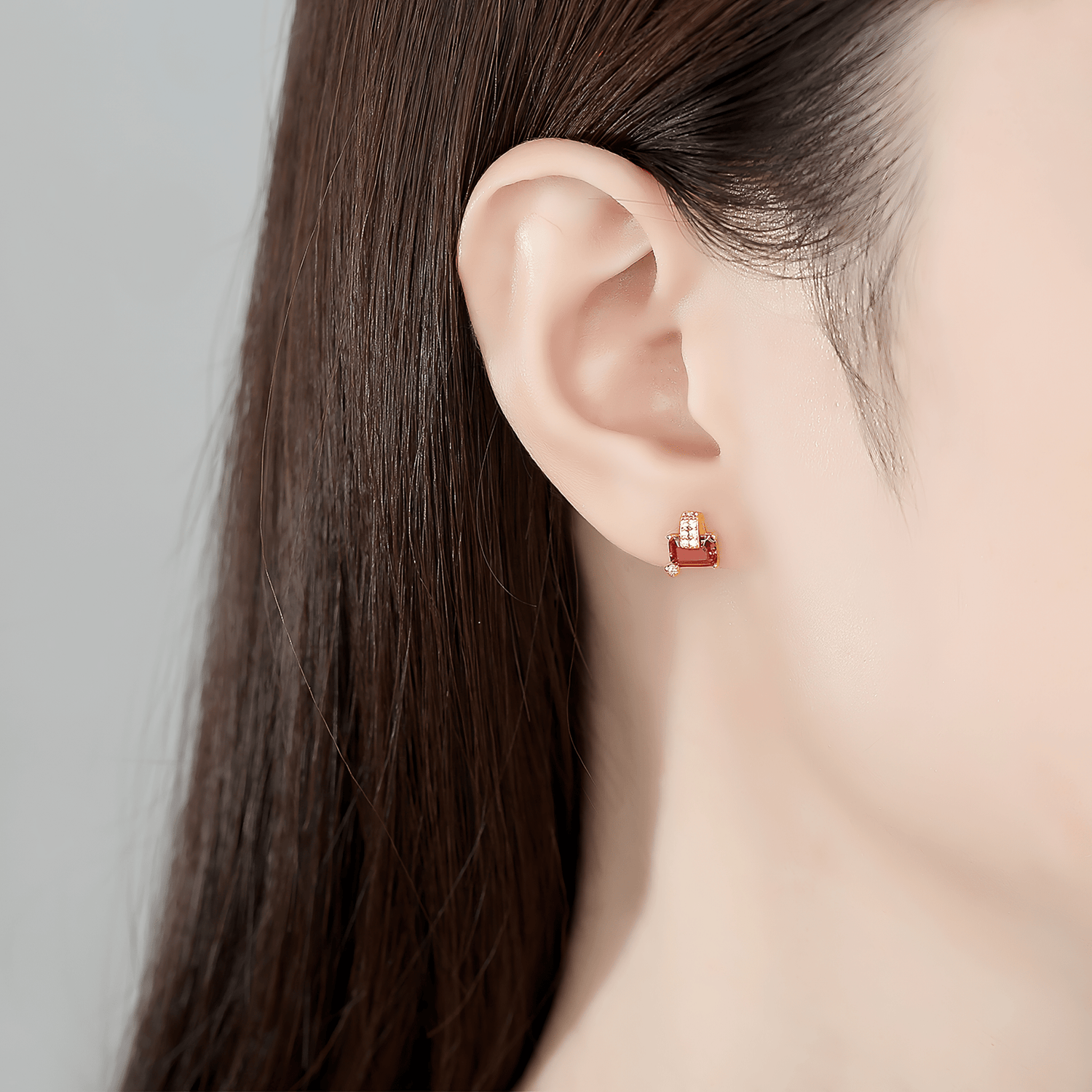 Gold - Plated Pink Emerald - Cut CZ Stud Earrings in Sterling Silver - NAFALUXE