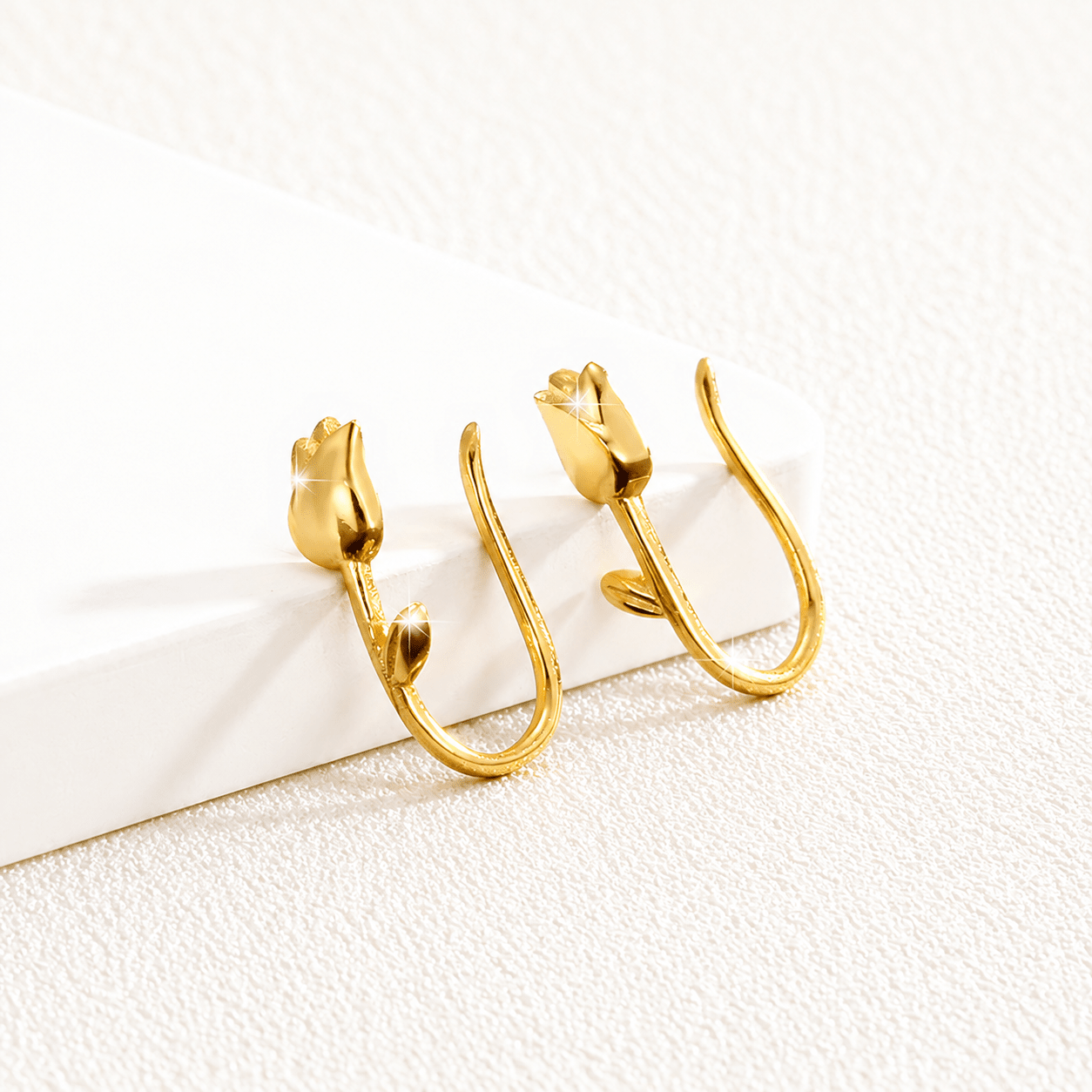 Golden Tulip Bloom Hoop Earrings - NAFALUXE