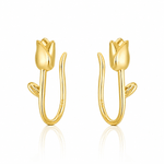 Golden Tulip Bloom Hoop Earrings - NAFALUXE