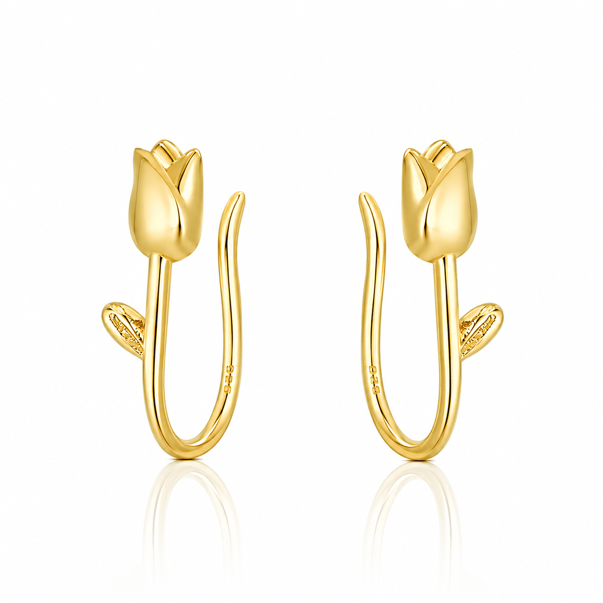 Golden Tulip Bloom Hoop Earrings - NAFALUXE