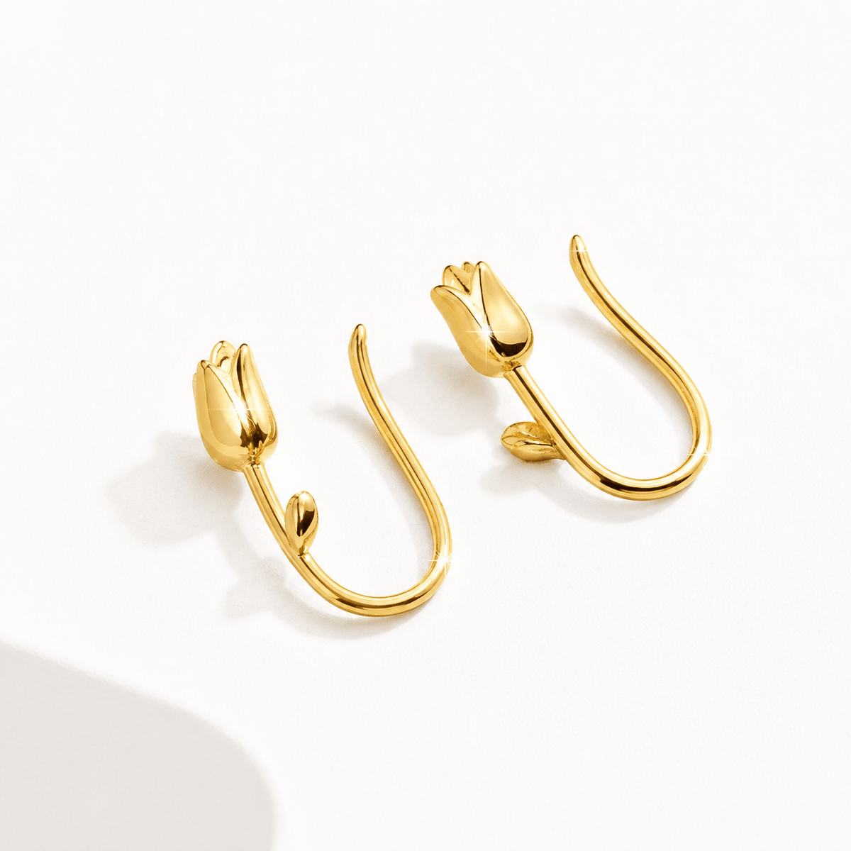 Golden Tulip Bloom Hoop Earrings - NAFALUXE