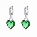 Green Heart Drop Earrings – 925 Silver - NAFALUXE