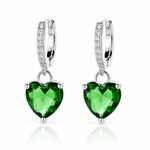 Green Heart Drop Earrings – 925 Silver - NAFALUXE