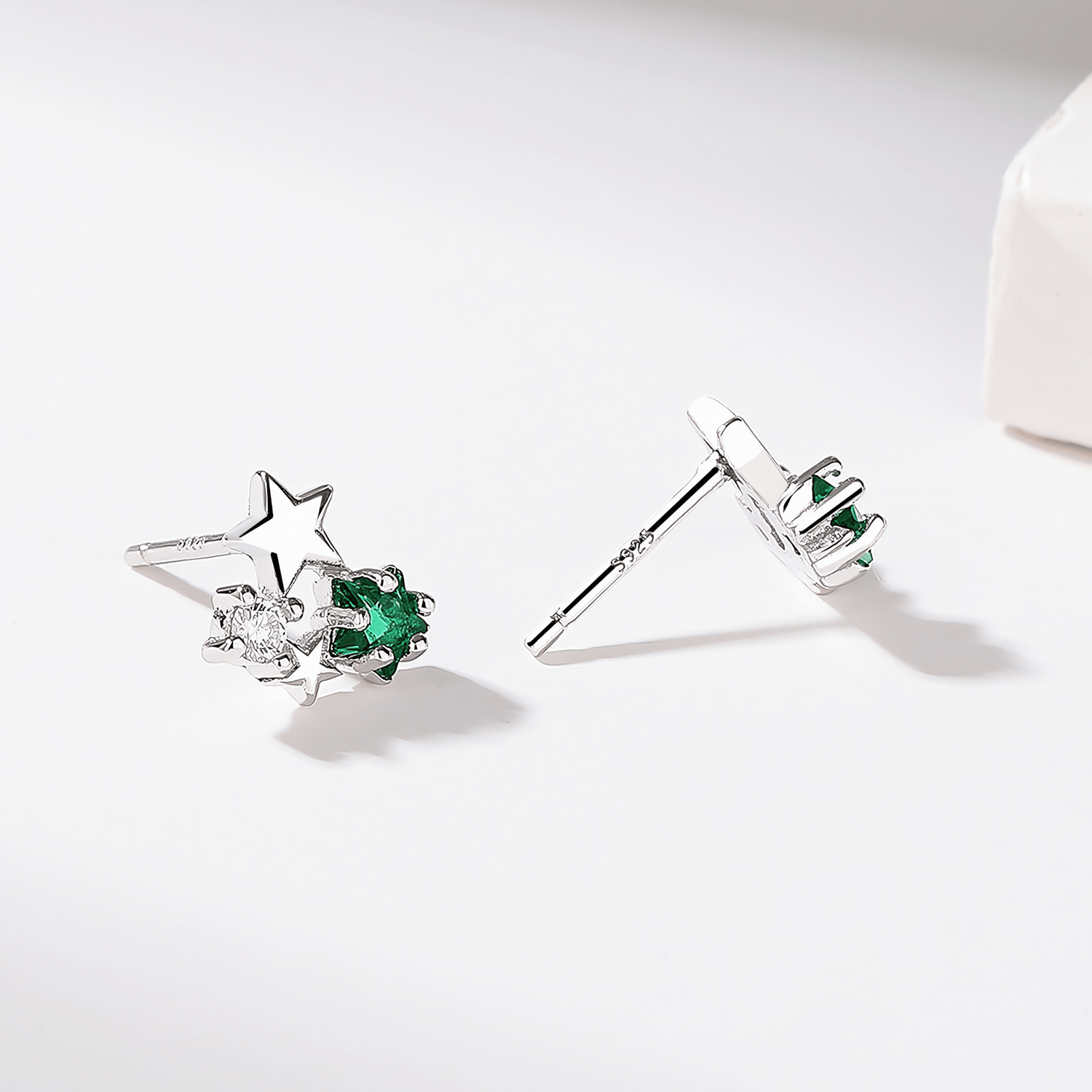 Green & Silver Star Studs - NAFALUXE