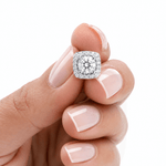 Halo Cushion Stud Earrings with Clear AAA Cubic Zirconia - NAFALUXE