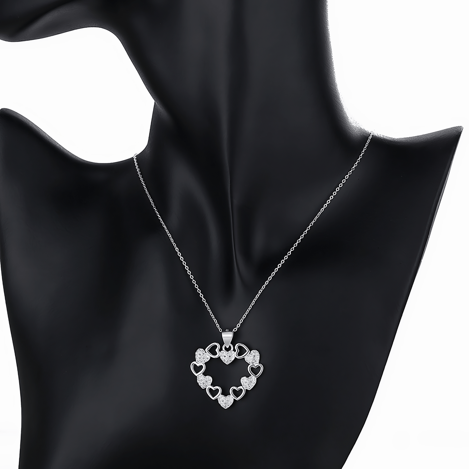 Heart Cluster Pendant Necklace – 925 Silver - NAFALUXE