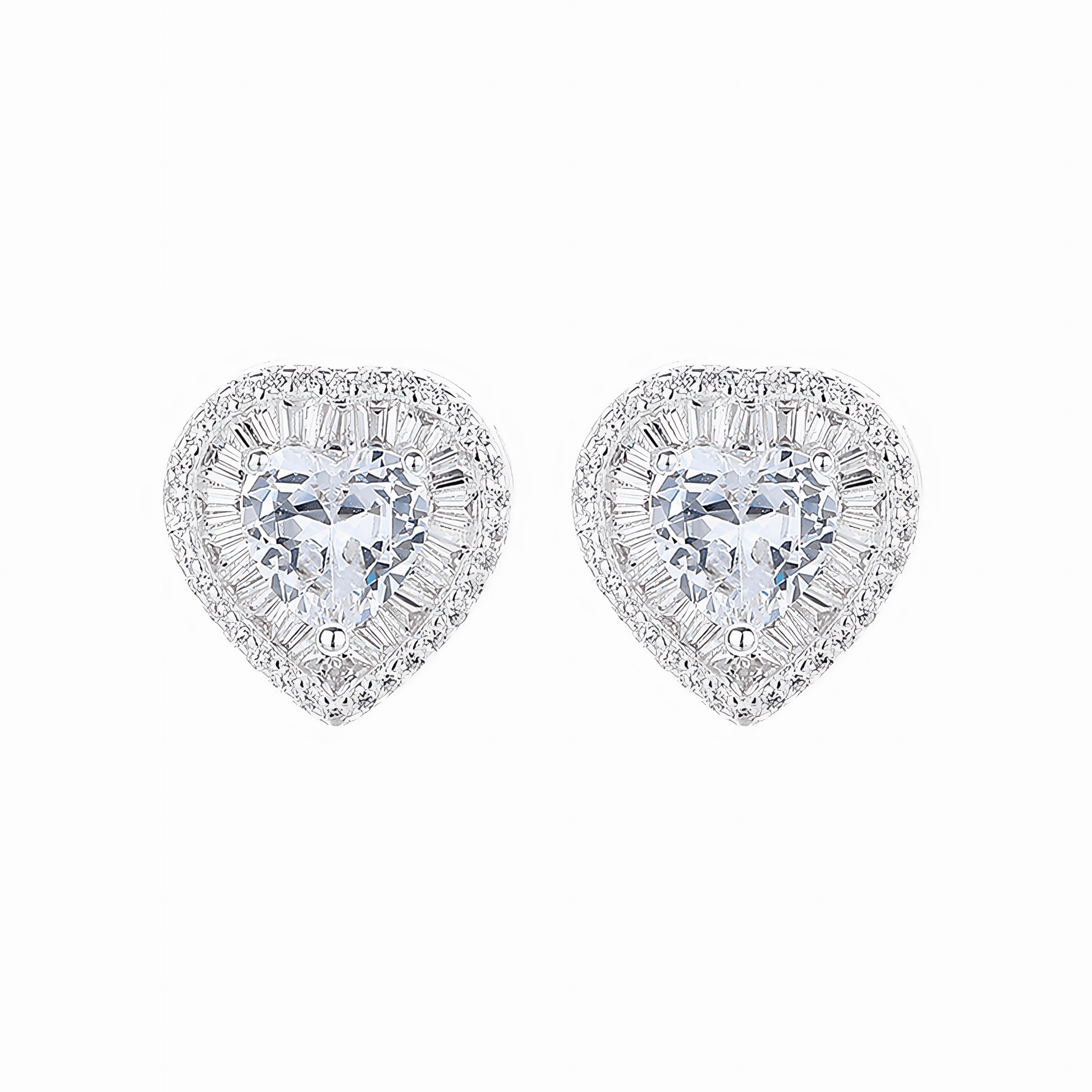 Heart Halo Stud Earrings – 925 Silver - NAFALUXE