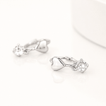 Heart Hoop Earrings with Dangling Zirconia Charm - NAFALUXE